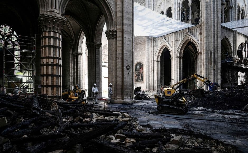 France announced an international architectural competition for the redesign of the Notre-Dame Cathedral's roofline. Suggestions range from replacing the roof with a swimming pool, a light beam, and an arrow. This does not sit well with traditionalists, and a majority of the French population, all of whom want it rebuilt identically. Reuters via Pool/Philippe Lopez. France announced an international architectural competition for the redesign of the Notre-Dame Cathedral's roofline. Suggestions range from replacing the roof with a swimming pool, a light beam, and an arrow. This does not sit well with traditionalists, and a majority of the French population, all of whom want it rebuilt identically. Reuters via Pool/Philippe Lopez.