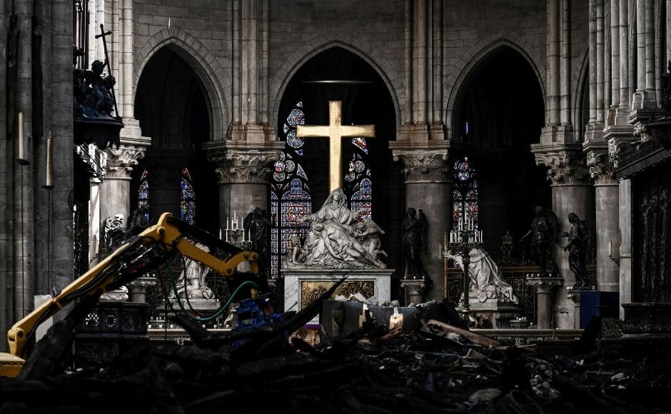 The Notre-Dame started being built in the 12th century, taking almost 200 years to complete. The 93-metre lead spire was added in the mid-19th century, during a restoration project by architect Eugène Viollet-le-Duc. Reuters via Pool/Philippe Lopez. The Notre-Dame started being built in the 12th century, taking almost 200 years to complete. The 93-metre lead spire was added in the mid-19th century, during a restoration project by architect Eugène Viollet-le-Duc. Reuters via Pool/Philippe Lopez.