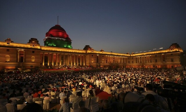 The Rashtrapati Bhavan was decked up for the oath-taking ceremony, which would mark the beginning of Narendra Modi's second consecutive term as Prime Minister. AP The Rashtrapati Bhavan was decked up for the oath-taking ceremony, which would mark the beginning of Narendra Modi's second consecutive term as Prime Minister. AP