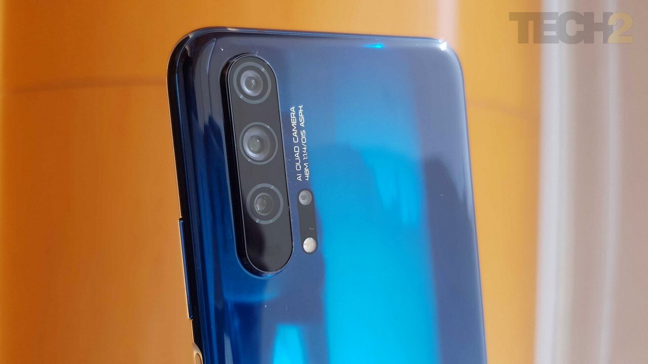 The Honor 20 Pro features a large quad-camera setup on the back. Image: tech2/Shomik