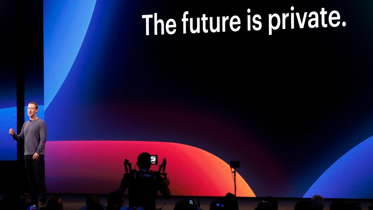 Facebook CEO Mark Zuckerberg makes his keynote speech during Facebook F8 2019. Image: Reuters