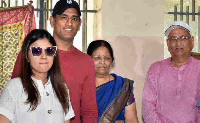 Mahendra Singh Dhoni was with his wife Sakshi Dhoni and parents at a polling station to cast their vote in Ranchi. PTI Mahendra Singh Dhoni was with his wife Sakshi Dhoni and parents at a polling station to cast their vote in Ranchi. PTI
