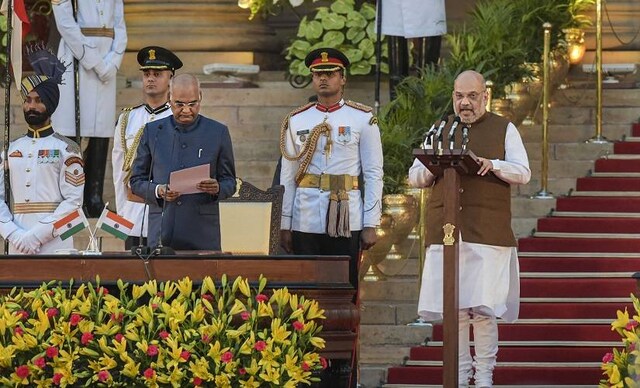Amit Shah was sworn into the cabinet, fuelling speculation that he might get the finance portfolio, a position vacated by Arun Jaitley. PTI Amit Shah was sworn into the cabinet, fuelling speculation that he might get the finance portfolio, a position vacated by Arun Jaitley. PTI
