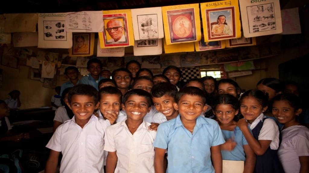 Young children in school in Mangalore, India. Image credit: Pixabay/akshayapatra, CC BY