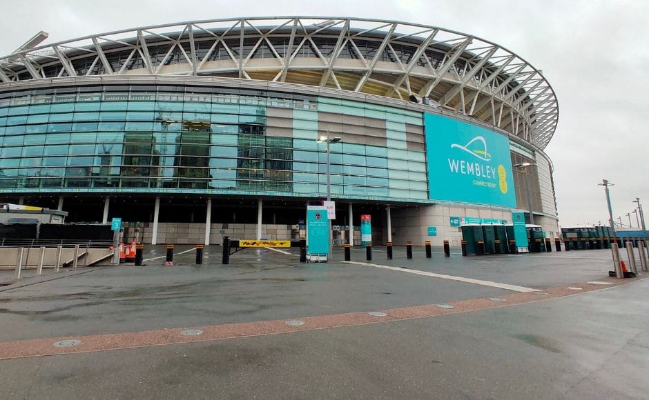 A view of the Wembley Football Stadium in London. Image clicked via OPPO Reno 10X Hybrid zoom A view of the Wembley Football Stadium in London. Image clicked via OPPO Reno 10X Hybrid zoom