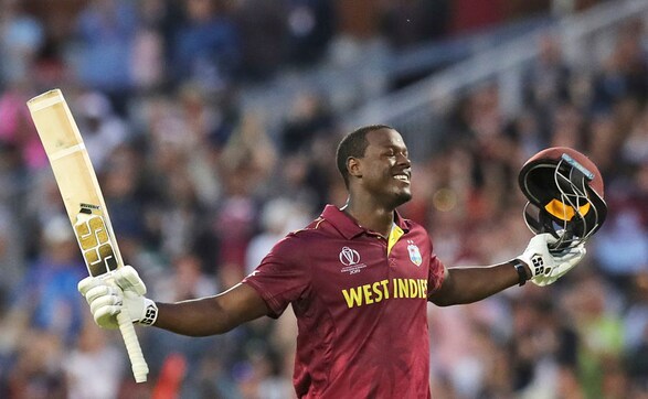 Carlos Brathwaite celebrates after scoring a century against the Kiwis. However, his celebration was short-lived as James Neesham dismissed him in the last ball of the match to suffer a five-run loss. AP Carlos Brathwaite celebrates after scoring a century against the Kiwis. However, his celebration was short-lived as James Neesham dismissed him in the last ball of the match to suffer a five-run loss. AP