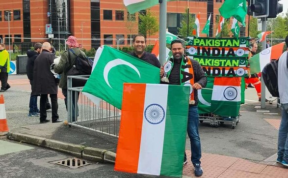 A fan from India and Pakistan display their countries'respective flags. With political tensions arising between the two nations, the teams only meet in ICC tournaments these days. Firstpost/Jigar Mehta A fan from India and Pakistan display their countries'respective flags. With political tensions arising between the two nations, the teams only meet in ICC tournaments these days. Firstpost/Jigar Mehta