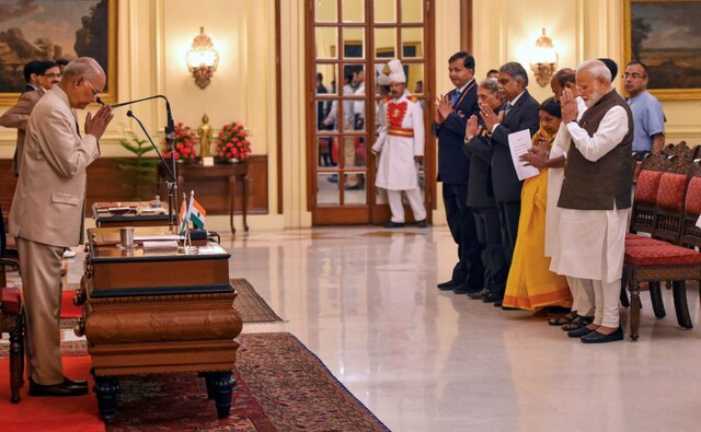 Before the Lok Sabha convened, President Ram Nath Kovind administered the swearing-in ceremony of BJP MP Virendra Kumar as protem Speaker of the 17th Lok Sabha, at the Rashtrapati Bhawan. PTI Before the Lok Sabha convened, President Ram Nath Kovind administered the swearing-in ceremony of BJP MP Virendra Kumar as protem Speaker of the 17th Lok Sabha, at the Rashtrapati Bhawan. PTI