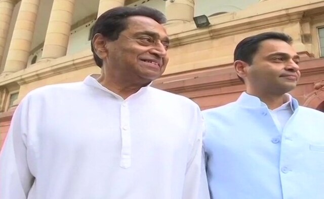Madhya Pradesh chief minister Kamal Nath arrived at the Parliament along with his son Nakul Nath who has been elected as an MP from Chhindwara. ANI Madhya Pradesh chief minister Kamal Nath arrived at the Parliament along with his son Nakul Nath who has been elected as an MP from Chhindwara. ANI