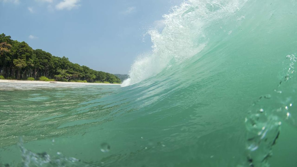 A wave begins to break as it travels towards the popular and picturesque Radhanagar beach on Havelock Island, Andamans. Image credit: Umeed Mistry A wave begins to break as it travels towards the popular and picturesque Radhanagar beach on Havelock Island, Andamans. Image credit: Umeed Mistry