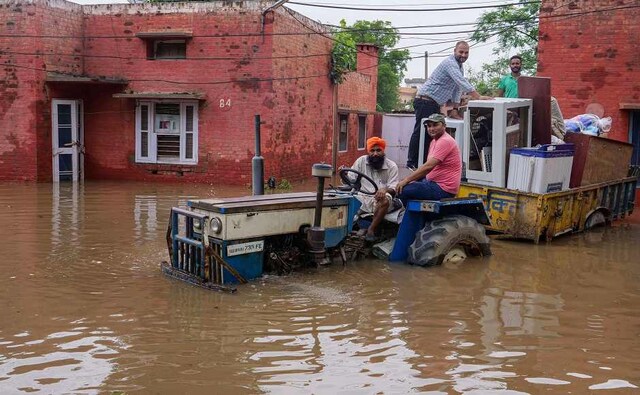 On Wednesday, flooding was also reported in areas of Haryana and Punjab. PTI On Wednesday, flooding was also reported in areas of Haryana and Punjab. PTI