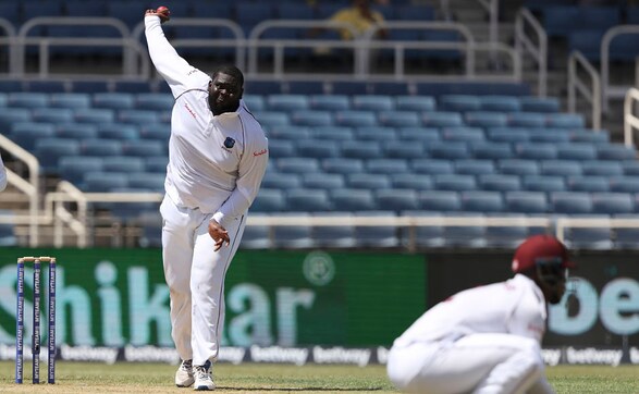 Rahkeem Cornwall, on his debut, removed the big wicket of Cheteshwar Pujara early on in the innings. Pujara was back in the pavilion after making only six. AP Rahkeem Cornwall, on his debut, removed the big wicket of Cheteshwar Pujara early on in the innings. Pujara was back in the pavilion after making only six. AP