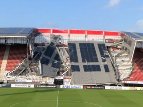 Heavy winds cause stand collapse at Dutch club AZ Alkmaar's AFAS stadium Heavy winds cause stand collapse at Dutch club AZ Alkmaar's AFAS stadium