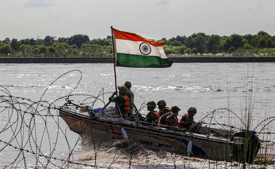 On Wednesday, security forces in Jammu and Kashmir were put on high alert, with Border Security Force (BSF) soldiers patrolling the Chenab river, along the India-Pakistan border in Akhnoor, Jammu. PTI On Wednesday, security forces in Jammu and Kashmir were put on high alert, with Border Security Force (BSF) soldiers patrolling the Chenab river, along the India-Pakistan border in Akhnoor, Jammu. PTI