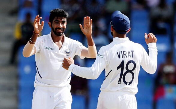 India's Jasprit Bumrah picked up his 50th Test wicket after dismissing Darren Bravo for 18. West Indies were in trouble at 88-4 when Bravo departed. AP India's Jasprit Bumrah picked up his 50th Test wicket after dismissing Darren Bravo for 18. West Indies were in trouble at 88-4 when Bravo departed. AP