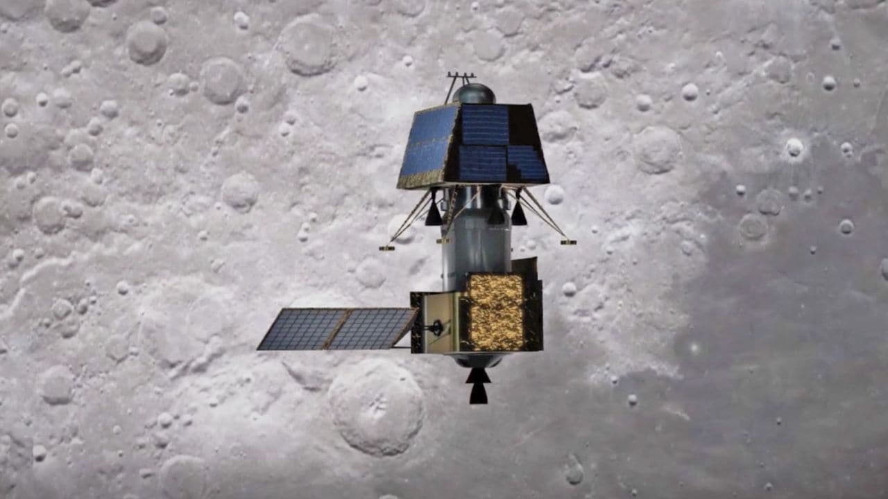 Chandrayaan 2 composite orbiting the moon before the lander's separation. Image: ISRO