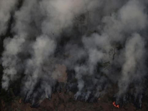 Amazon fires: Brazilian firefighters rushed to spot after military helicopter spots plumes of smoke near Jacunda National Forest in Rondonia state Amazon fires: Brazilian firefighters rushed to spot after military helicopter spots plumes of smoke near Jacunda National Forest in Rondonia state