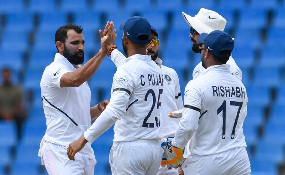 Mohammed Shami finished with figures of 2/48 with West Indies having been bundled out for 222, meaning India had gained a 75-run lead. AFP Mohammed Shami finished with figures of 2/48 with West Indies having been bundled out for 222, meaning India had gained a 75-run lead. AFP