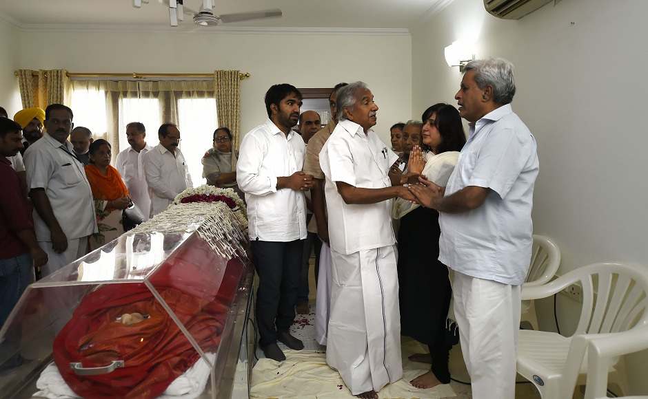 Kerala's former chief minister Oommen Chandy expressed his sympathies to the family members of the former external affairs minister. PTI Kerala's former chief minister Oommen Chandy expressed his sympathies to the family members of the former external affairs minister. PTI