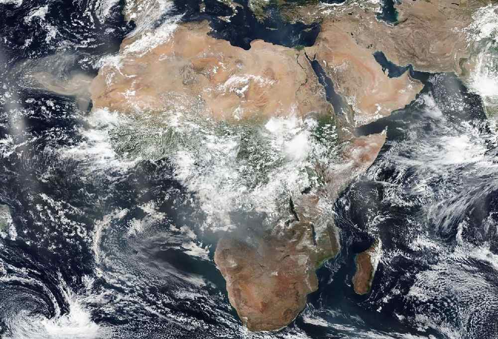 A satellite image that shows there is alot more fires burning in Africa than in the Amazon. Image credit: NASA/AP news