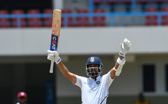 Ajinkya Rahane celebrates after scoring his 10th Test hundred on Day four of the first Test against West Indies in Antigua on Sunday. This was Rahane's first Test ton since August 2017. AFP Ajinkya Rahane celebrates after scoring his 10th Test hundred on Day four of the first Test against West Indies in Antigua on Sunday. This was Rahane's first Test ton since August 2017. AFP