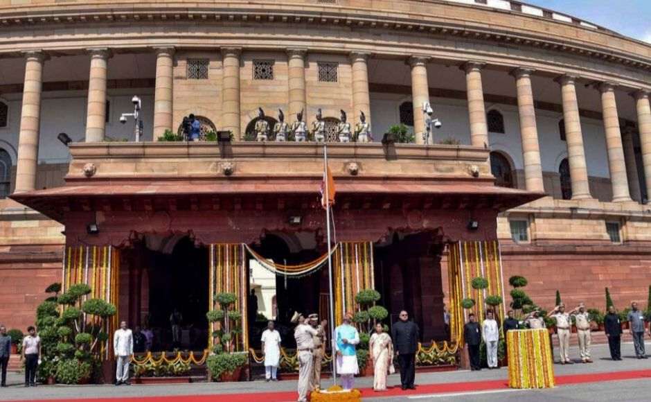 Lok Sabha Speaker Om Birla Birla unfurled the National Flag at the Parliament, and said there was an atmosphere of joy and happiness across the country on the festive occasion. PTI Lok Sabha Speaker Om Birla Birla unfurled the National Flag at the Parliament, and said there was an atmosphere of joy and happiness across the country on the festive occasion. PTI