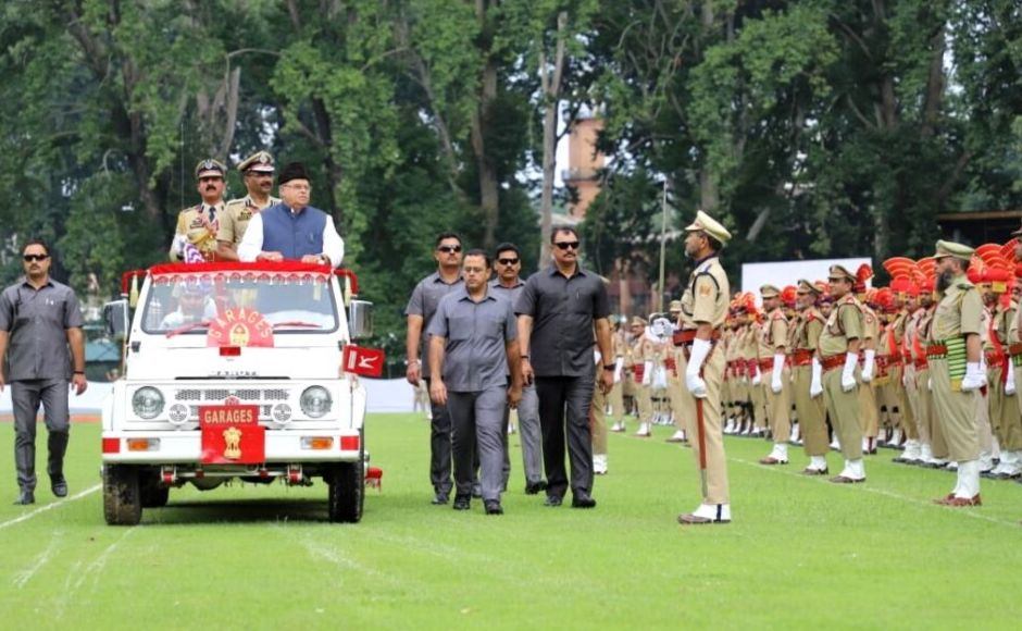 Jammu and Kashmir on Thursday celebrated the first Independence Day after the abrogation of its special status. Governor Satya Pal Malik hoisted the Tricolour at the Sher-e-Kashmir Stadium in Srinagar. Twitter@KashmirPolice Jammu and Kashmir on Thursday celebrated the first Independence Day after the abrogation of its special status. Governor Satya Pal Malik hoisted the Tricolour at the Sher-e-Kashmir Stadium in Srinagar. Twitter@KashmirPolice