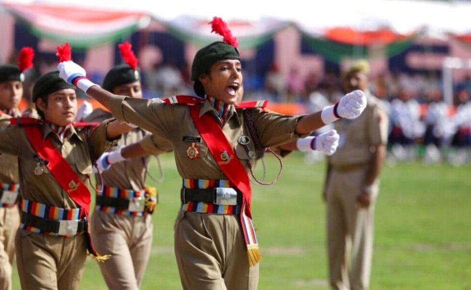 Members of the National Cadet Corps (NCC) marched during the celebrations in Jammu. AP Members of the National Cadet Corps (NCC) marched during the celebrations in Jammu. AP