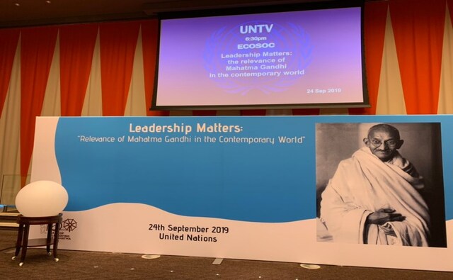 Modi also shared his thoughts on Mahatma Gandhi at a programme hosted by India at the UN on Wednesday. Speaking on 'Relevance of Mahatma Gandhi in the Contemporary World', he said the impact of the Father of the nation was so strong that it inspired people who didn't even get to meet him. Twitter/@PMOIndia Modi also shared his thoughts on Mahatma Gandhi at a programme hosted by India at the UN on Wednesday. Speaking on 'Relevance of Mahatma Gandhi in the Contemporary World', he said the impact of the Father of the nation was so strong that it inspired people who didn't even get to meet him. Twitter/@PMOIndia