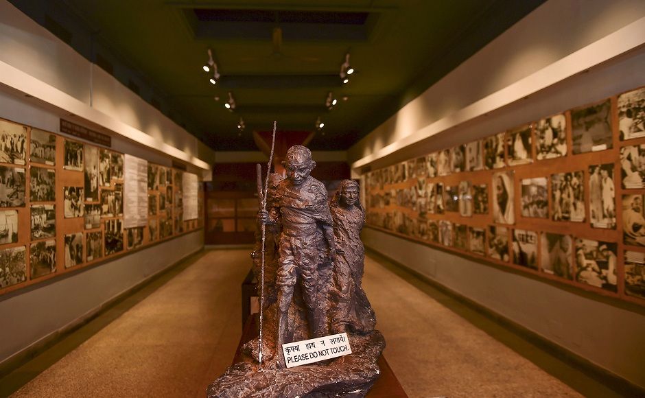 At the National Gandhi Museum in New Delhi, rare photographs connected with Mahatma Gandhi, Kastur Ba and the Indian freedom struggle will also be on display. The museum also houses memorabilia like Gandhi's spectacles, microscope, pen, watches, sandals, utensils, books, diaries, the stick he used in the famous Dandi March and his charkha. PTI At the National Gandhi Museum in New Delhi, rare photographs connected with Mahatma Gandhi, Kastur Ba and the Indian freedom struggle will also be on display. The museum also houses memorabilia like Gandhi's spectacles, microscope, pen, watches, sandals, utensils, books, diaries, the stick he used in the famous Dandi March and his charkha. PTI