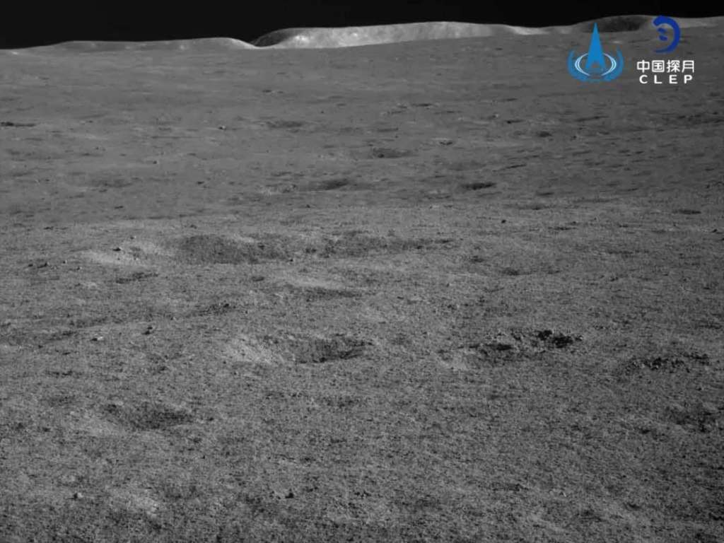 View of the lunar surface from the Chang e 4 mission's landing site. Image: CNES