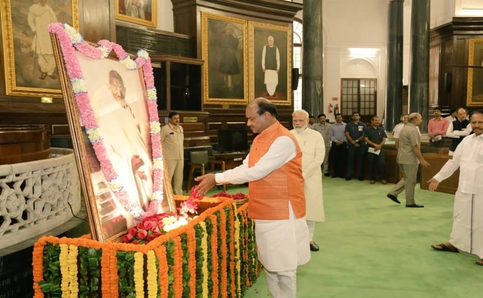 "Mahatma Gandhi considered 'Ahimsa' as the symbol of the highest moral and spiritual power. He told the world that 'Ahimsa' is the most powerful weapon and without it, progress is not possible,", Lok Sabha speaker Om Birla said. He also paid his respects to the Mahatma inside the Parliament complex. Twitter@ombirlakota "Mahatma Gandhi considered 'Ahimsa' as the symbol of the highest moral and spiritual power. He told the world that 'Ahimsa' is the most powerful weapon and without it, progress is not possible,", Lok Sabha speaker Om Birla said. He also paid his respects to the Mahatma inside the Parliament complex. Twitter@ombirlakota
