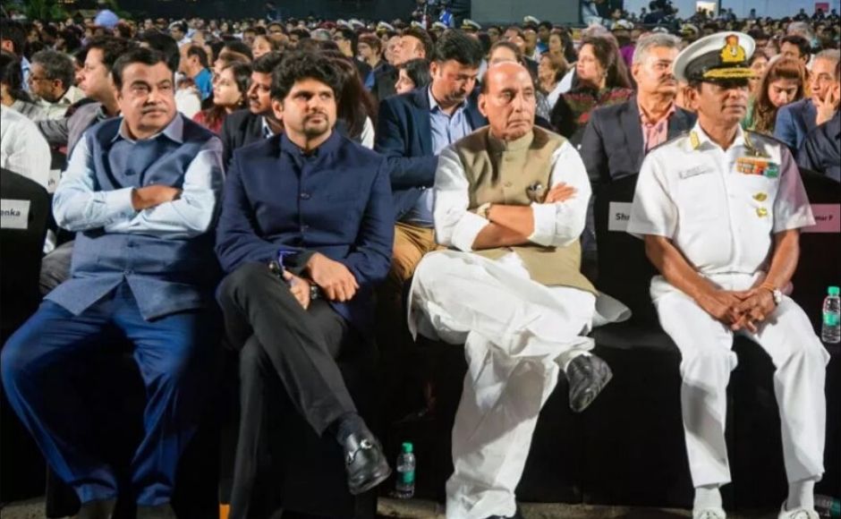 Along with Gadkari and Singh, also present at the event were Vice Admiral Ajit Kumar and Executive Director of Indian Express Group, Anant Goenka. Image courtesy Press Trust of India Along with Gadkari and Singh, also present at the event were Vice Admiral Ajit Kumar and Executive Director of Indian Express Group, Anant Goenka. Image courtesy Press Trust of India