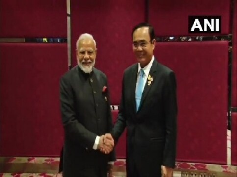 Narendra Modi meets Thailand's PM Prayut Chan-o-Cha on sidelines of 35th ASEAN summit, both leaders review progress in bilateral ties Narendra Modi meets Thailand's PM Prayut Chan-o-Cha on sidelines of 35th ASEAN summit, both leaders review progress in bilateral ties