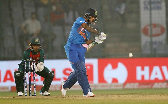 India's Shikhar Dhawan looked rusty in the first T20I and struggled to get going, failing to connect and play the big shots. Yet his 41-run knock was important to take India to 148 for 6. AP India's Shikhar Dhawan looked rusty in the first T20I and struggled to get going, failing to connect and play the big shots. Yet his 41-run knock was important to take India to 148 for 6. AP