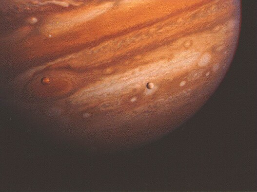 Voyager 1 and 2 have taken more than 33,000 images of Jupiter along with its moons. Here, one can see the two moons, which seem dwarfed by Jupiter in the background. Image credit: NASA/JPL Voyager 1 and 2 have taken more than 33,000 images of Jupiter along with its moons. Here, one can see the two moons, which seem dwarfed by Jupiter in the background. Image credit: NASA/JPL