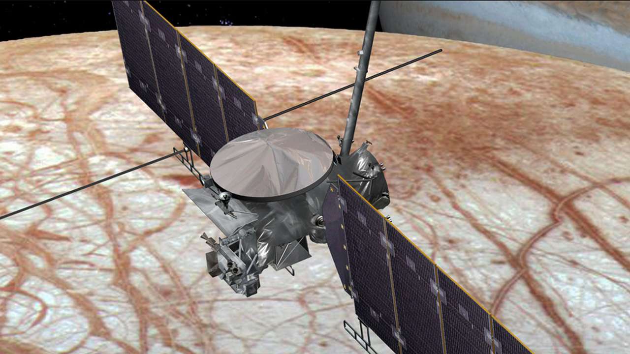 Artist illustration of the Clipper mission to Europa. Image credit: NASA