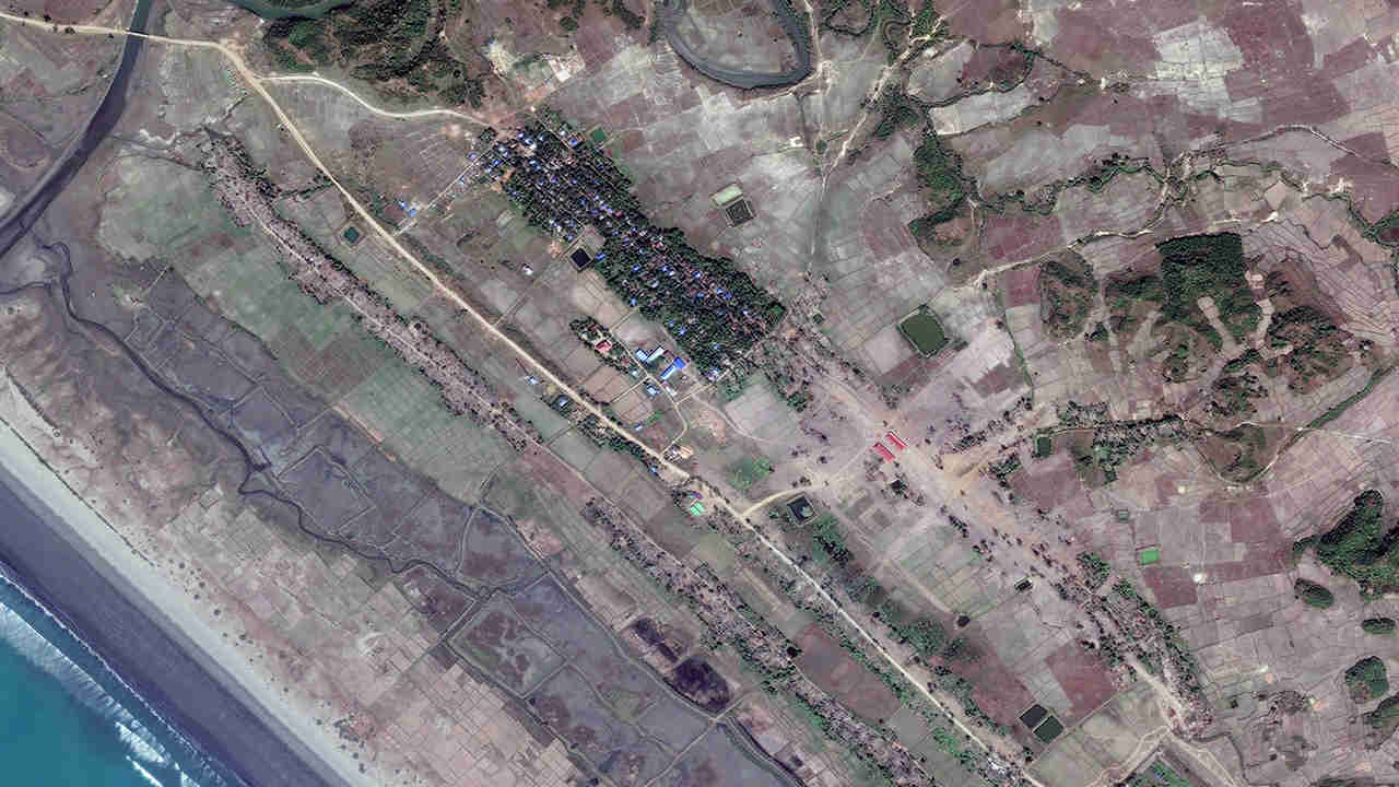 The Rohingyas are a Muslim ethnicity that was targeted by the Myanmar military in a mass ethnic cleansing movement. They fled the persecution and now live as refugees in the Kutapalong Refugee Camp, Bangladesh. Image credit: Maxar Technology Inc The Rohingyas are a Muslim ethnicity that was targeted by the Myanmar military in a mass ethnic cleansing movement. They fled the persecution and now live as refugees in the Kutapalong Refugee Camp, Bangladesh. Image credit: Maxar Technology Inc