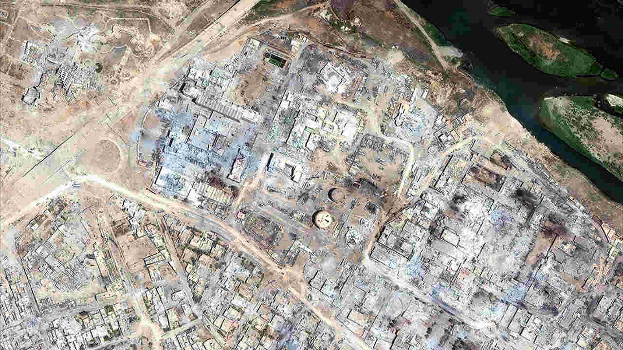 A terrorist group called the Islamic State of Iraq and Syria (ISIS) rose up after the Arab spring. Their claim to fame was the horrifying beheading and other torture videos that spread through social media. They had captured the city of Mosul, Iraq and one can see the devastation they left behind in the form of broken and burnt buildings. Image credit: Maxar Technology Inc A terrorist group called the Islamic State of Iraq and Syria (ISIS) rose up after the Arab spring. Their claim to fame was the horrifying beheading and other torture videos that spread through social media. They had captured the city of Mosul, Iraq and one can see the devastation they left behind in the form of broken and burnt buildings. Image credit: Maxar Technology Inc