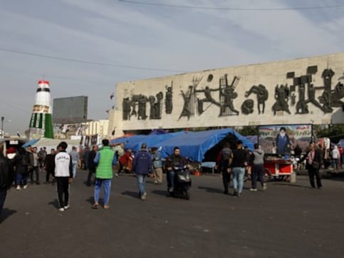 Angry Iraqis try to break into US Embassy in Baghdad after American airstrikes kill 25 fighters of Iran-backed Shiite milita Angry Iraqis try to break into US Embassy in Baghdad after American airstrikes kill 25 fighters of Iran-backed Shiite milita