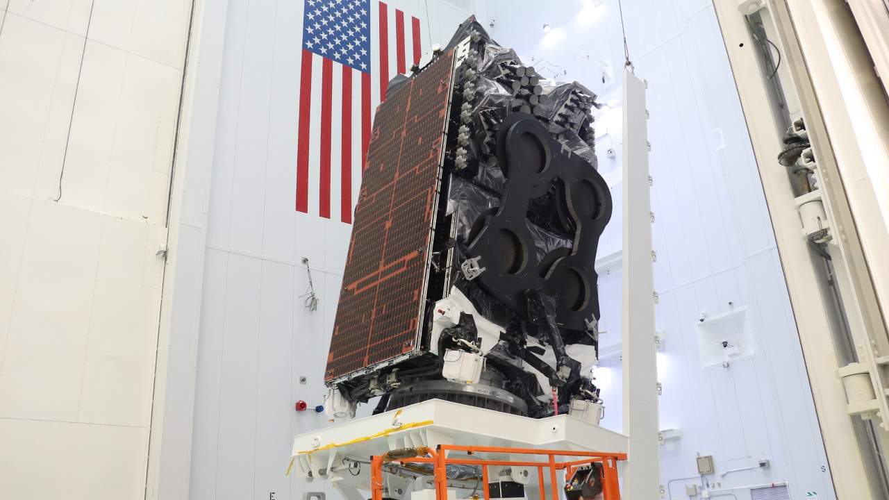 The JCSAT-18/Kacific-1 satellite just after it arrived at Cape Canaveral for final pre-launch processing. Image: Kacific