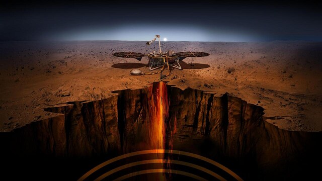 Artist impression of the InSight lander on Mars giving the Red Planet its first thorough checkup since it formed 4.5 billion years ago. Artist impression of the InSight lander on Mars giving the Red Planet its first thorough checkup since it formed 4.5 billion years ago.
