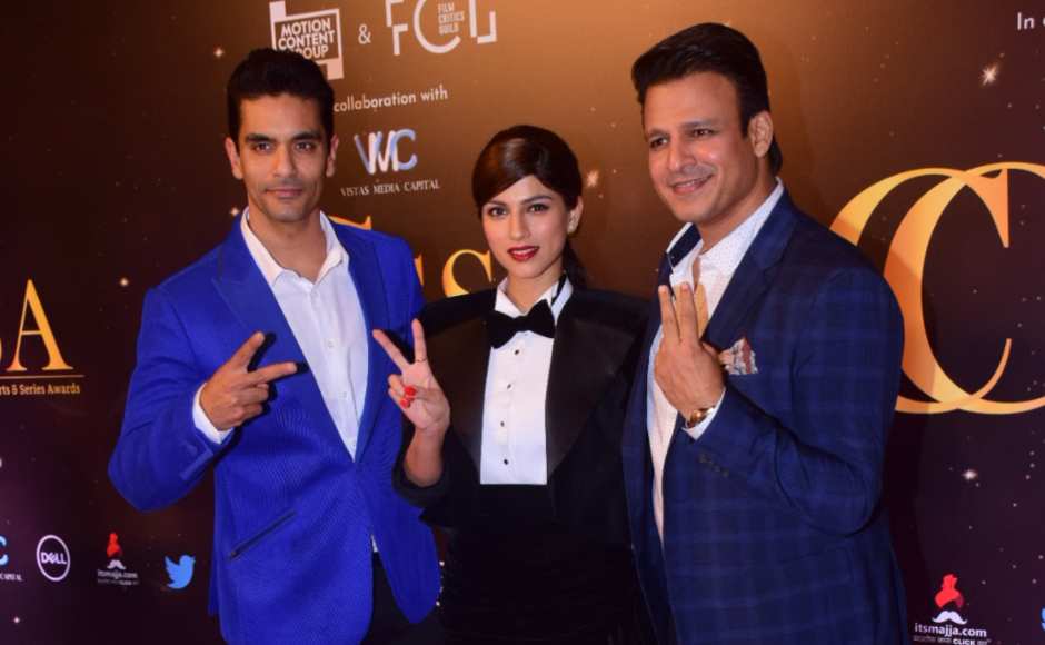 Angad Bedi, Sapna Pabbi and Vivek Oberoi Angad Bedi, Sapna Pabbi and Vivek Oberoi
