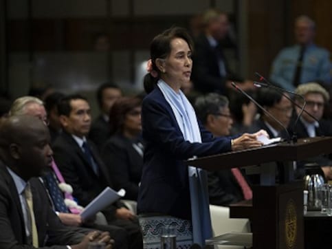 Aung San Suu Kyi denies allegations of genocide against Rohingya community at ICJ, says 2017 exodus was result of battle with insurgents Aung San Suu Kyi denies allegations of genocide against Rohingya community at ICJ, says 2017 exodus was result of battle with insurgents