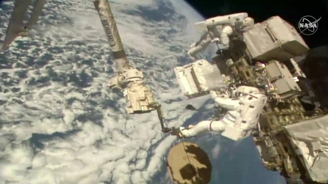 ISS astronauts complete third spacewalk in three weeks to fix cosmic ray detector ISS astronauts complete third spacewalk in three weeks to fix cosmic ray detector