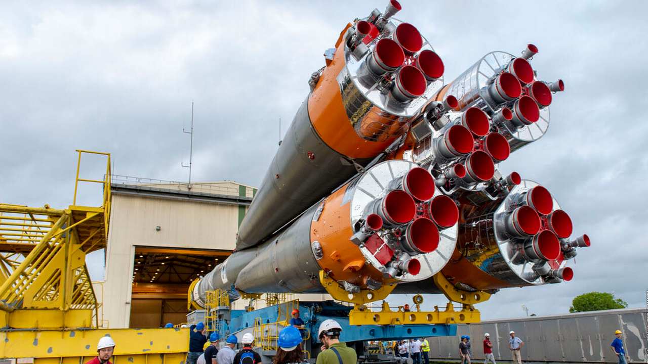 The Cheops will be launched on the Soyuz-Fregat rocket, the third stage is visible here. Image credit: Twitter