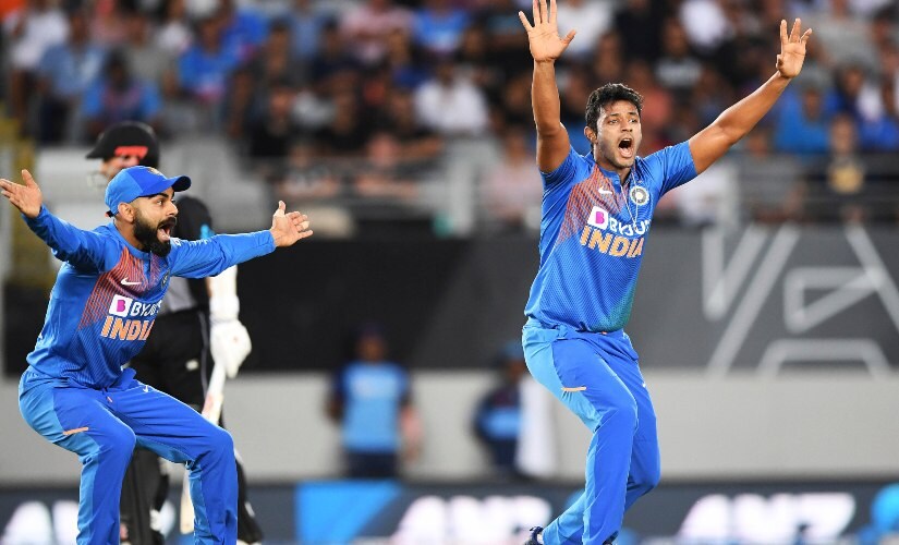 India's Shivam Dube (right) and captain Virat Kohli (left) appeal during the first T20I of the five-match series against New Zealand. AP India's Shivam Dube (right) and captain Virat Kohli (left) appeal during the first T20I of the five-match series against New Zealand. AP