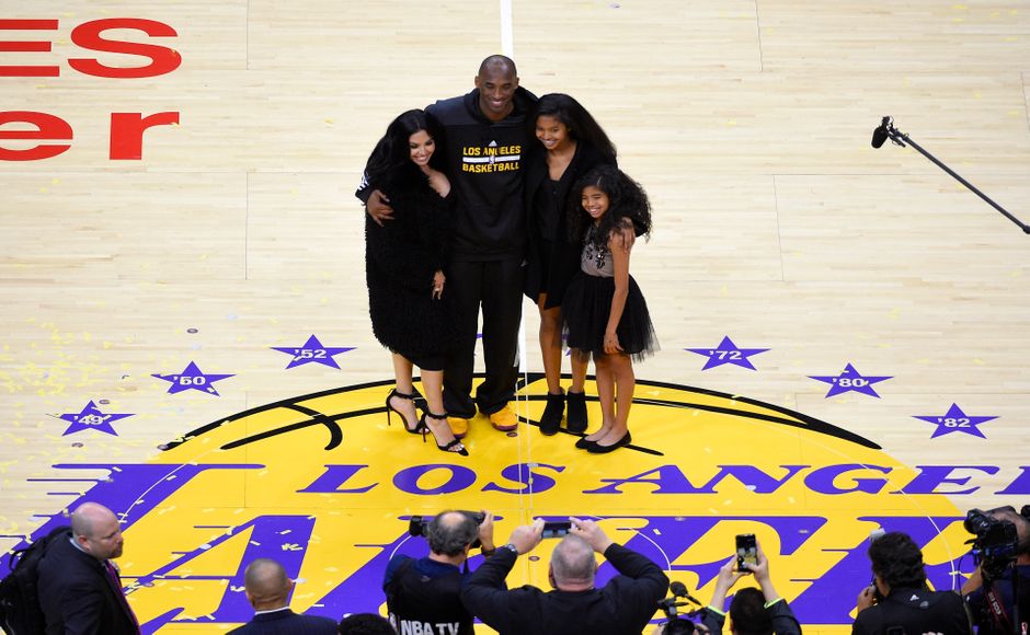 Los Angeles Lakers' Kobe Bryant with his wife Vanessa, left, and daughters Natalia, second from right, and Gianna in April 2016. AP Los Angeles Lakers' Kobe Bryant with his wife Vanessa, left, and daughters Natalia, second from right, and Gianna in April 2016. AP
