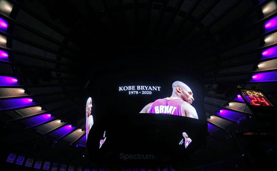 The ceiling of Madison Square Garden is lit in the colors of the Los Angeles Lakers as Bryant's picture is displayed on a video screen during a moment of silence prior to the start of Brooklyn Nets against New York Knicks. AP The ceiling of Madison Square Garden is lit in the colors of the Los Angeles Lakers as Bryant's picture is displayed on a video screen during a moment of silence prior to the start of Brooklyn Nets against New York Knicks. AP