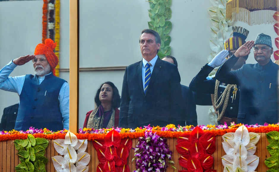 President Ram Nath Kovind, chief guest and Brazilian President Jair Bolsonaro were escorted to Rajpath for the parade by the President's Bodyguard - the oldest surviving mounted unit with a 245-year legacy. PTI President Ram Nath Kovind, chief guest and Brazilian President Jair Bolsonaro were escorted to Rajpath for the parade by the President's Bodyguard - the oldest surviving mounted unit with a 245-year legacy. PTI